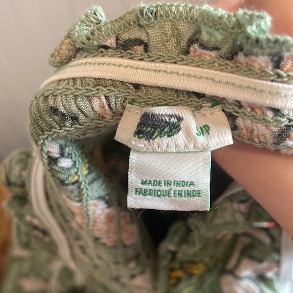 NWOT Aerie Green Floral Ruched Ruffle Tank Top - Picture 2 of 3